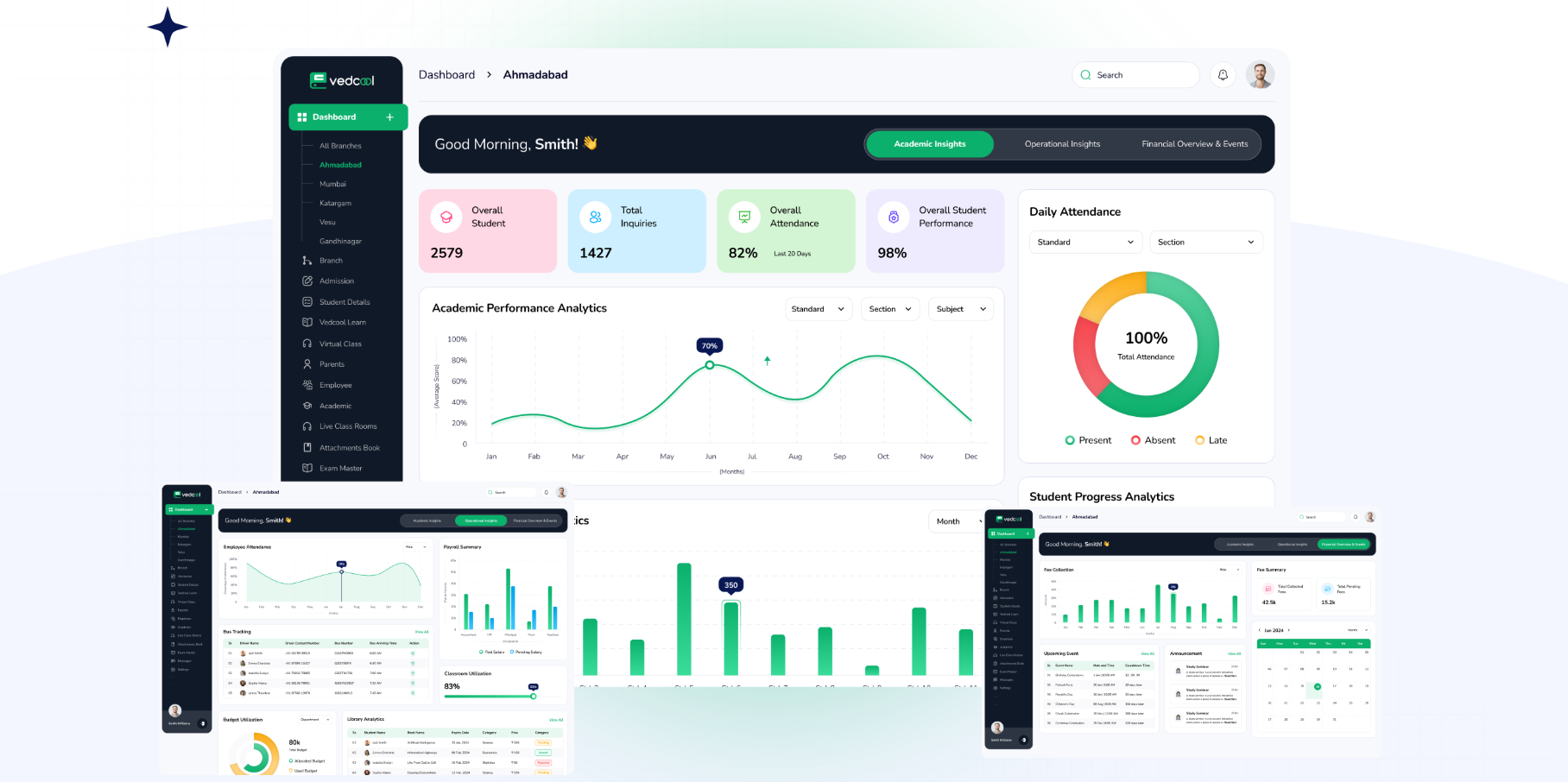 EduSmart AI | Comprehensive School Management AI Technology Background